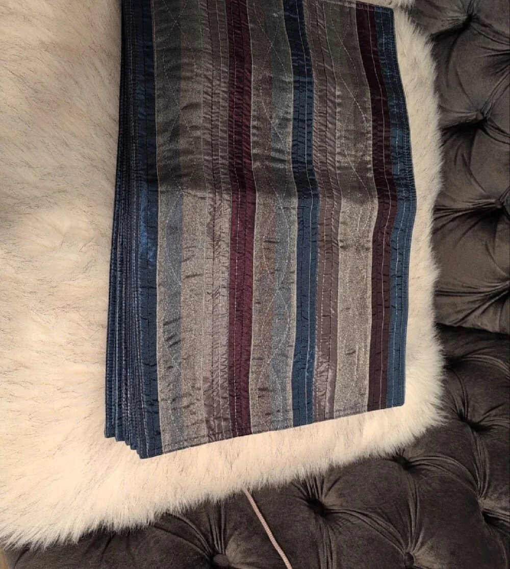 8 Striped Metallic Blue Gray Placemats